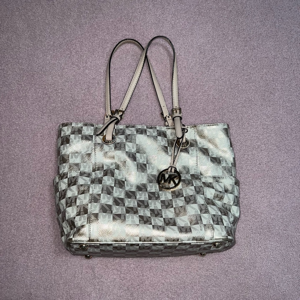 MICHAEL Michael Kors gold and neutral tote purse